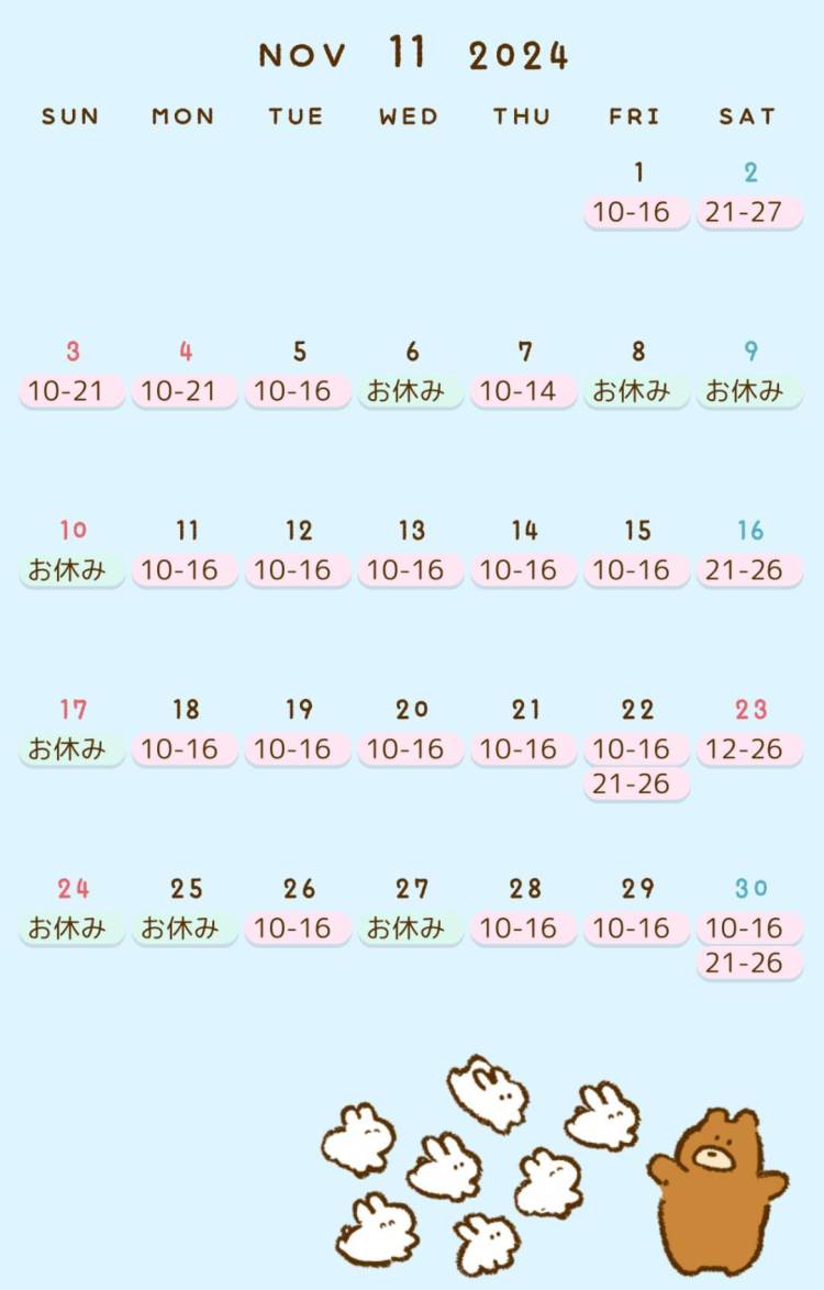 11月予定🗓️