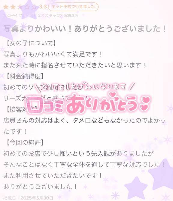 口コミありがとう🌷