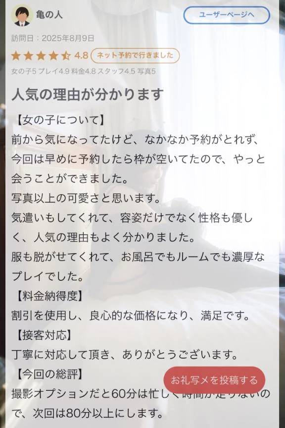 【お礼写メ日記】