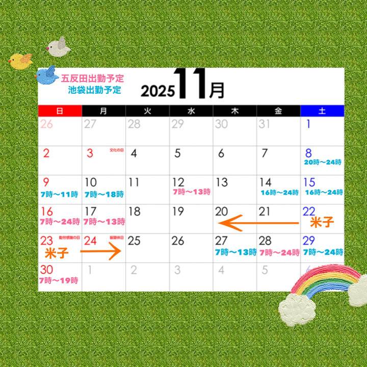 今月残りのシフト予定✨