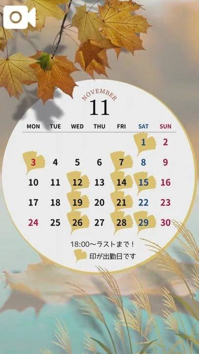 📢11月の出勤予定のお知らせ📅