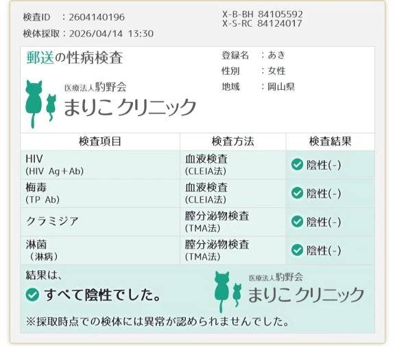 🌸性病検査結果🌸