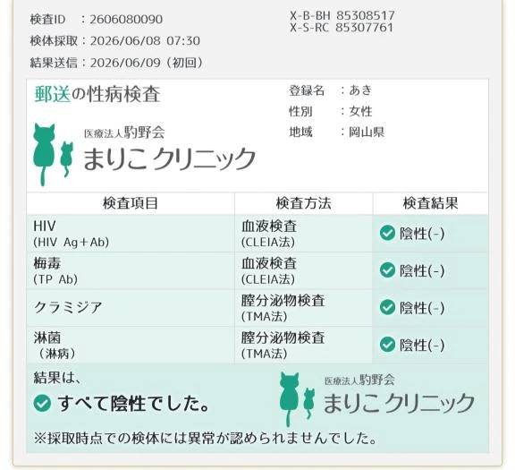 🌸性病検査結果🌸