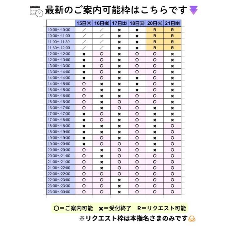 最新ご予約状況