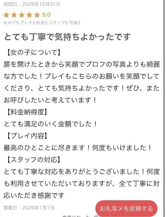 【お礼写メ日記】