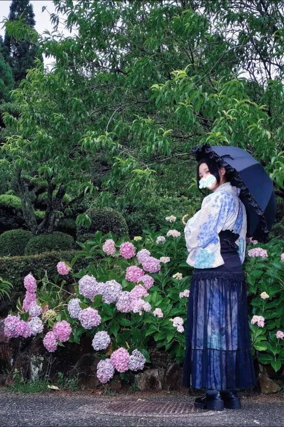 紫陽花と浴衣ᡣ𐭩⁡⁡⁡