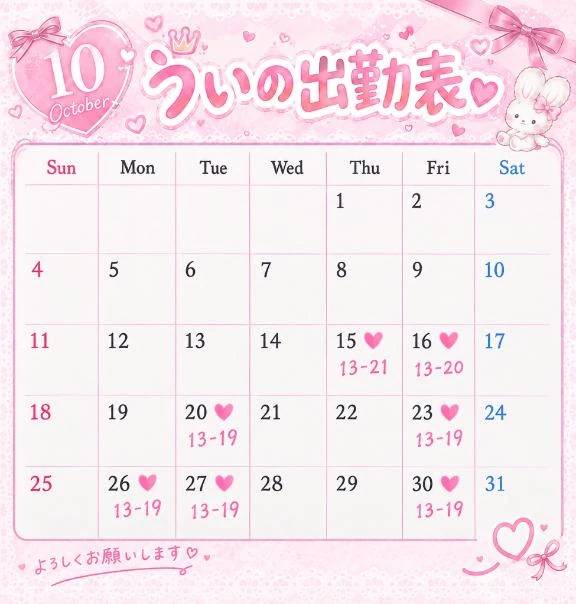 出勤表💕