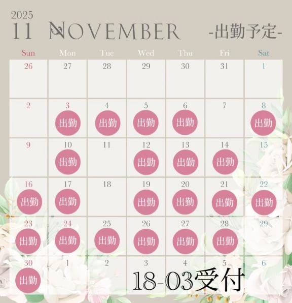 11月の予定🍂