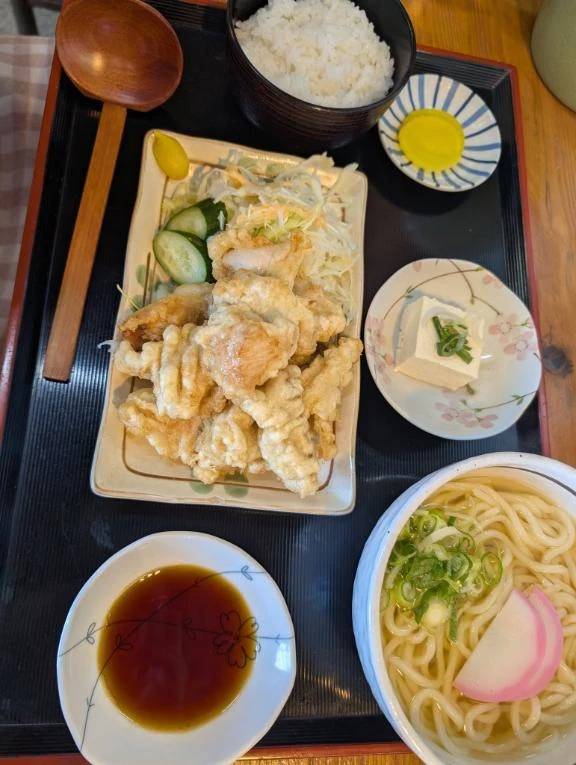 とり天とだんご汁(*^^*)