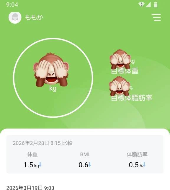 やっと1.5kgマイナスが見えた(*^^*)