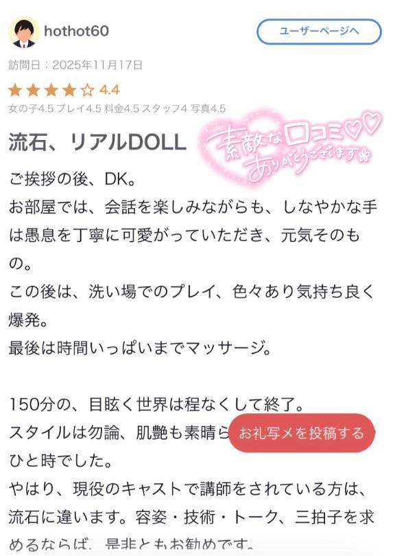 【お礼写メ日記】