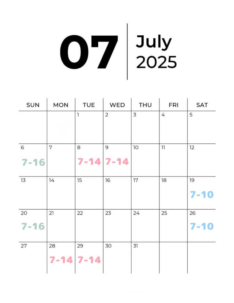 🌟7月の予定🌟
