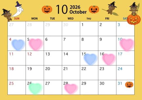 🌸10月の出勤予定🌸