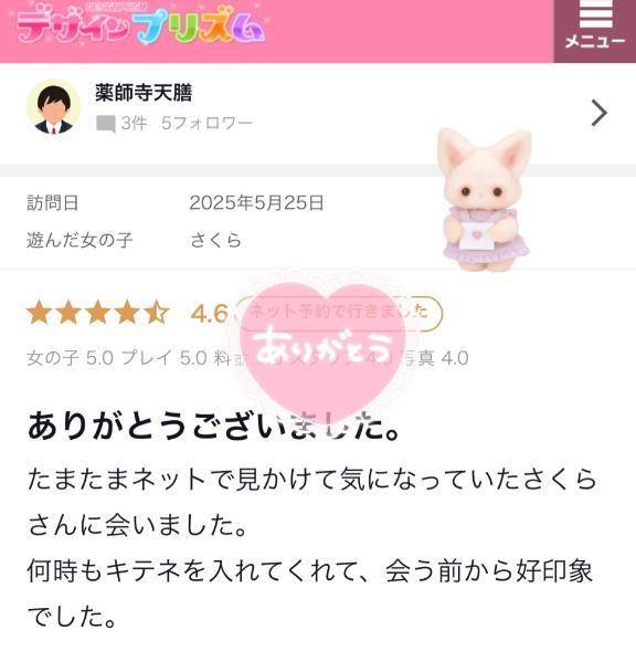 【お礼写メ日記】