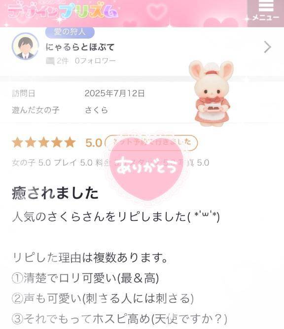 【お礼写メ日記】