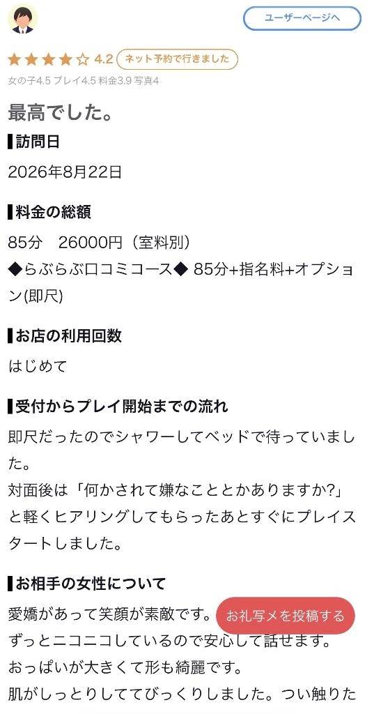 【お礼写メ日記】
