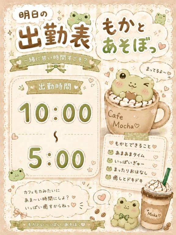 明日の10時から出勤！