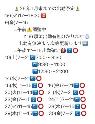 🎍1月末までの出勤予定🎍