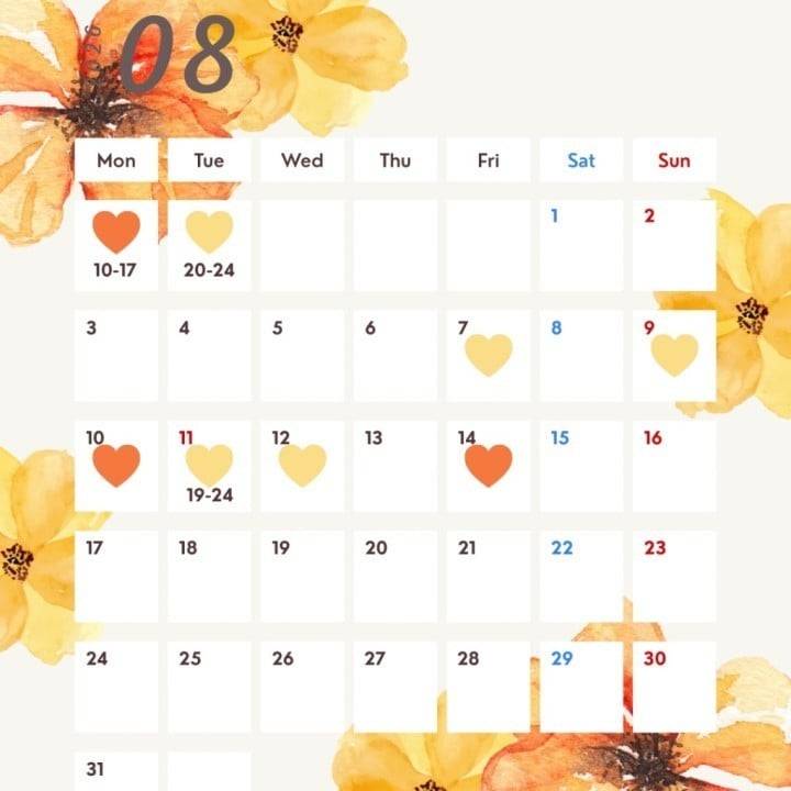 💐8月前半出勤日💐