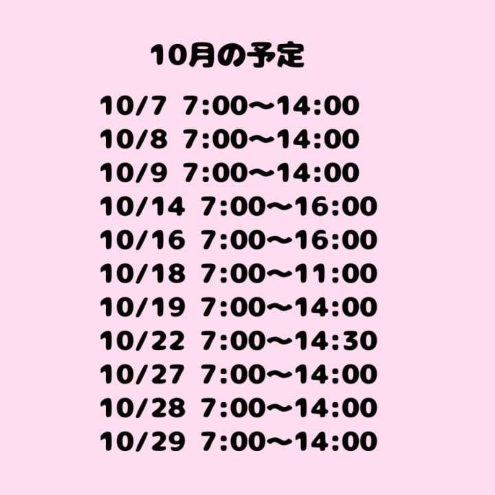 10月の予定( ᜊ^ ̳. ̫ . ̳ )ᜊ