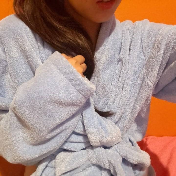 🩵今日は水色バスローブ🫧