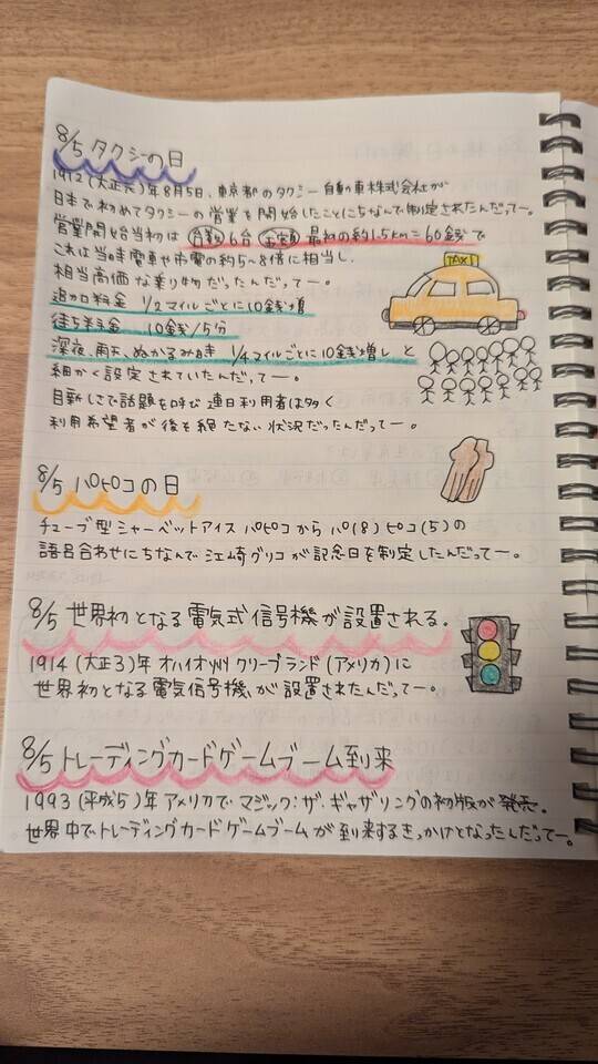 8/5タクシー乗ってパピコ食べて信号待ちしてる時にカードゲームな日