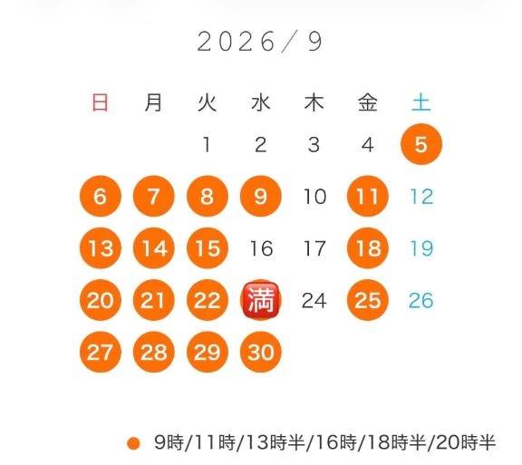 🩶9月の予定と空き枠🩶