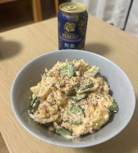 ポテサラとビール🍺✨