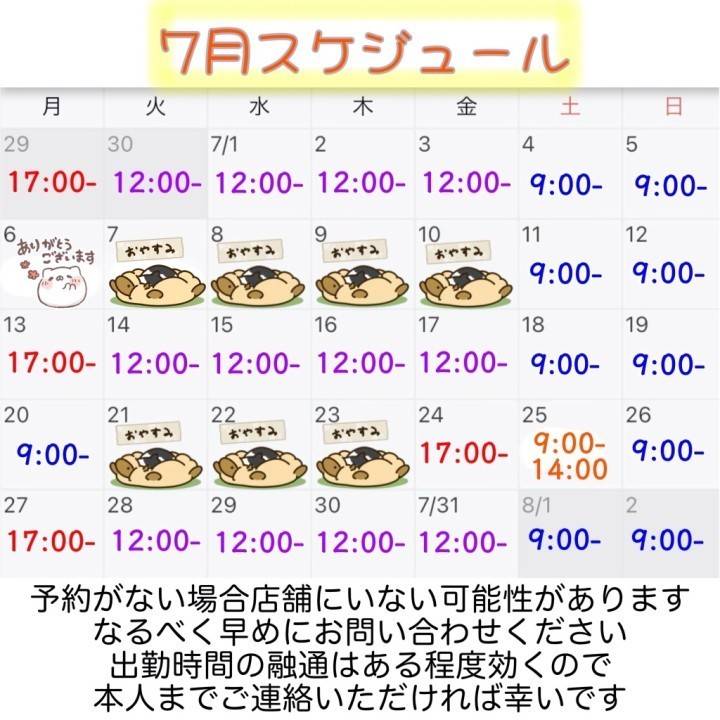 7月の予定