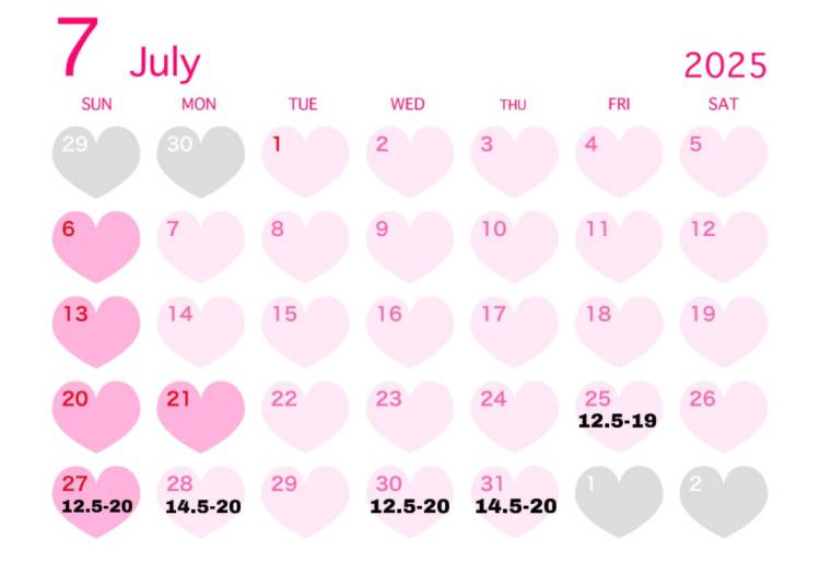 7月の出勤予定です♡