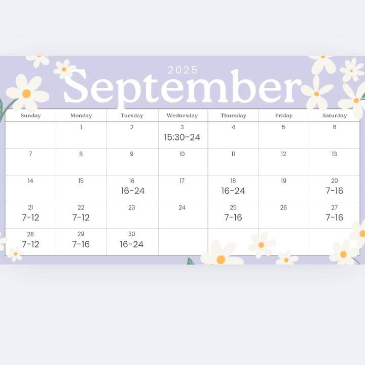 9月出勤予定🌕️