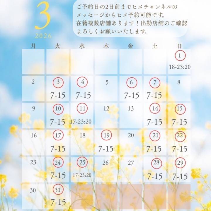3月出勤予定