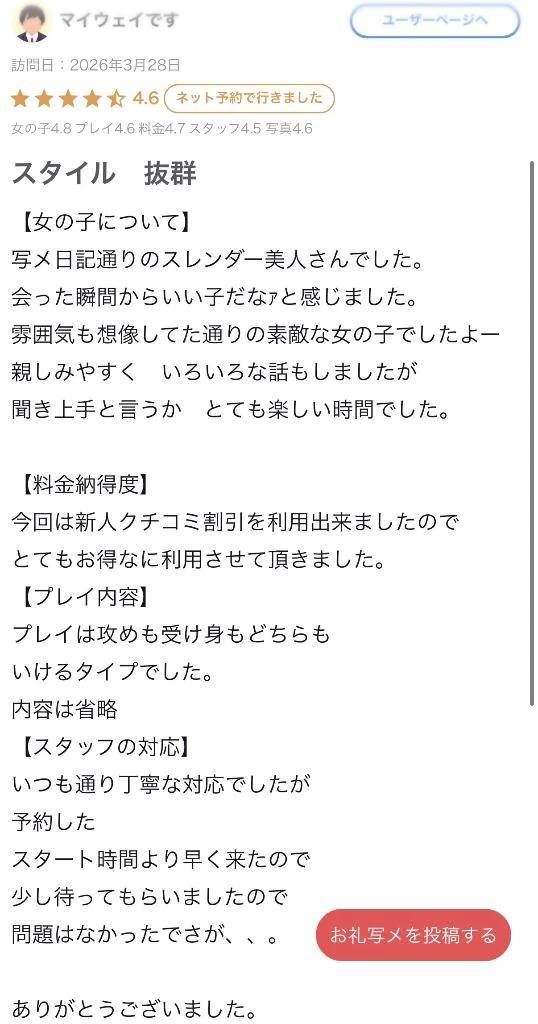 【お礼写メ日記】
