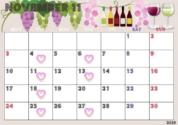 【お知らせ】11月出勤予定🍇