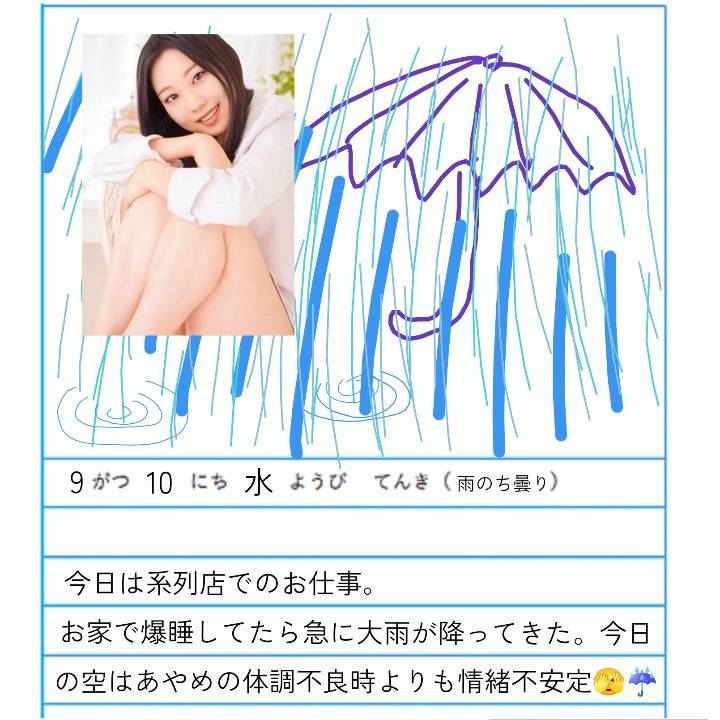 【あやめの休日】雨音で起こされる。