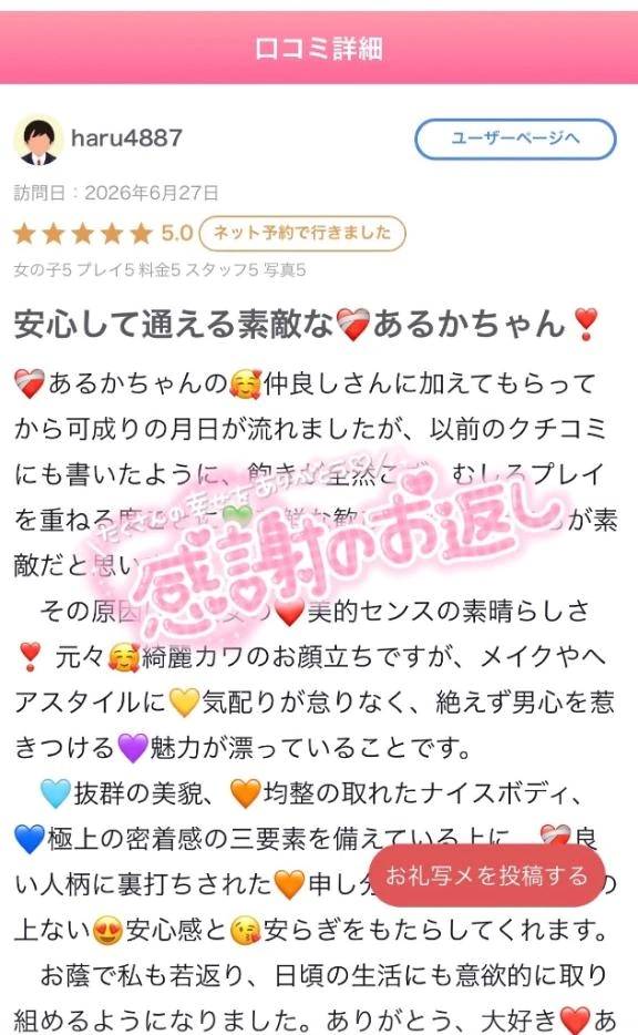 【お礼写メ日記】•*¨*•.¸¸♬︎♡♡