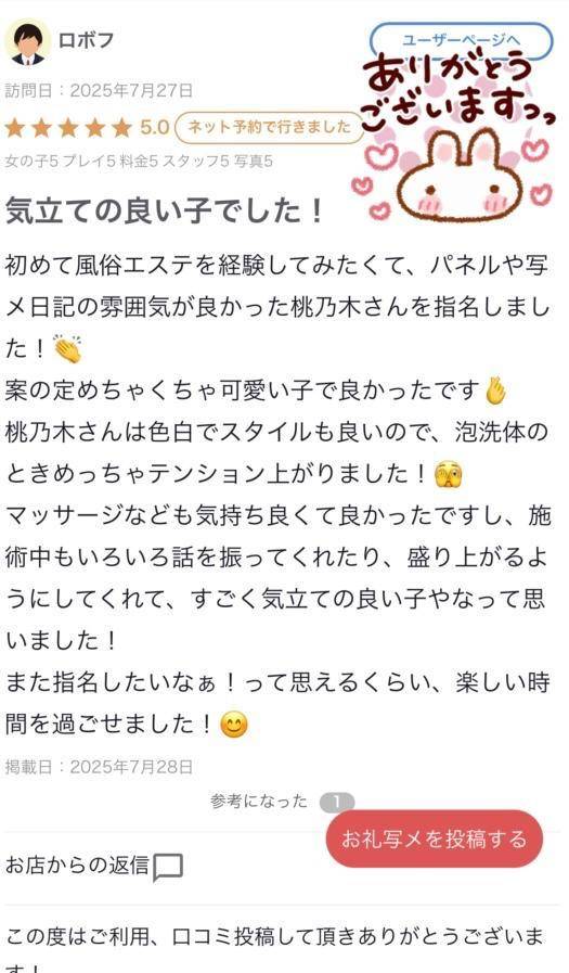 【お礼写メ日記】