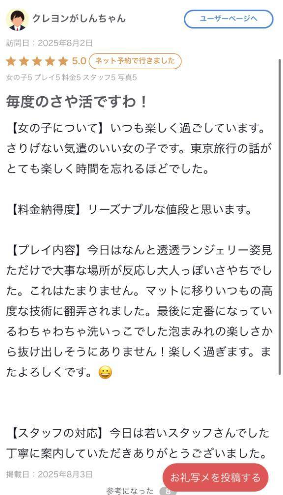 【お礼写メ日記】