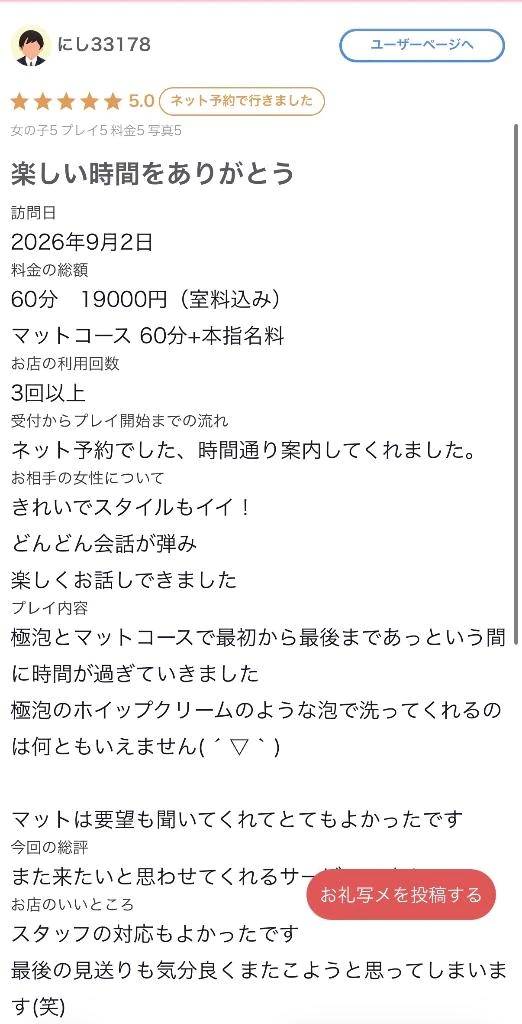 【お礼写メ日記】
