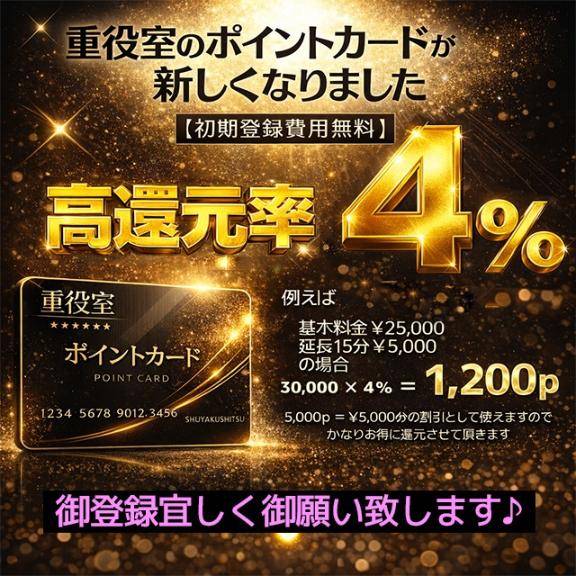 重役室のポイントカードが新しくなりました