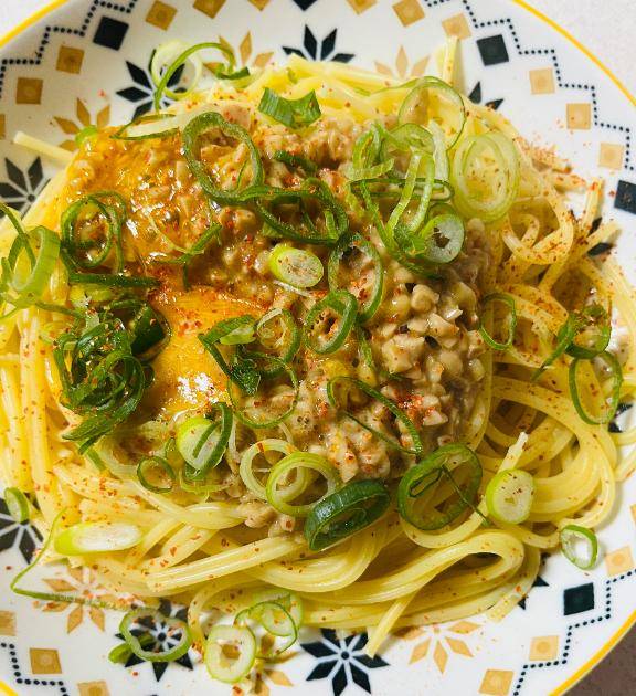 七味香る納豆パスタ