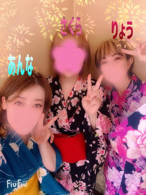 七夕で浴衣着たら３人で花火行った風に仕上がった