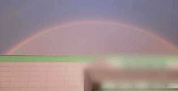 空に架かる虹と地面から生える虹