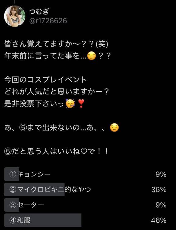 コスプレ人気投票?1位はどのコスプレだっ…？！