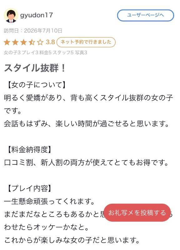 【お礼写メ日記】