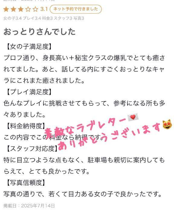 【お礼写メ日記】