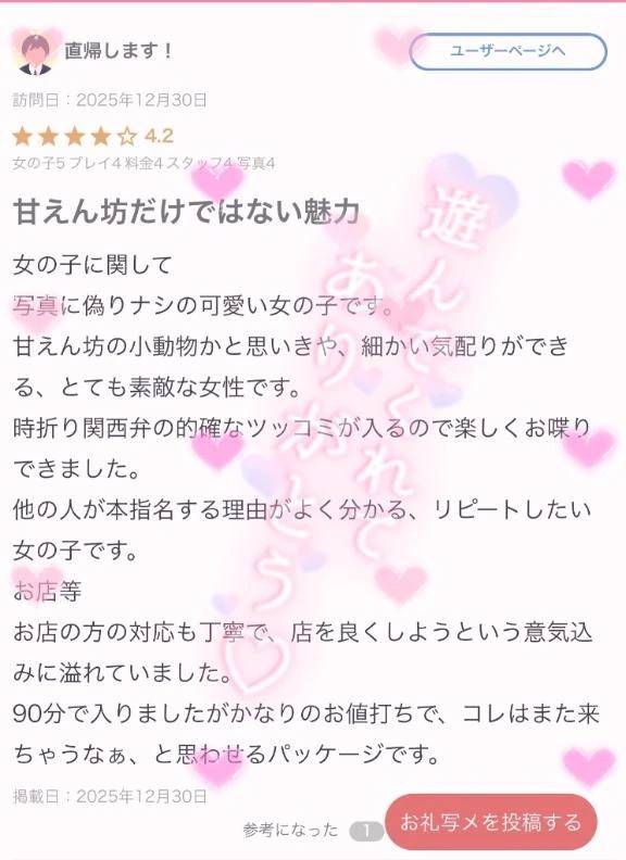 【お礼写メ日記】