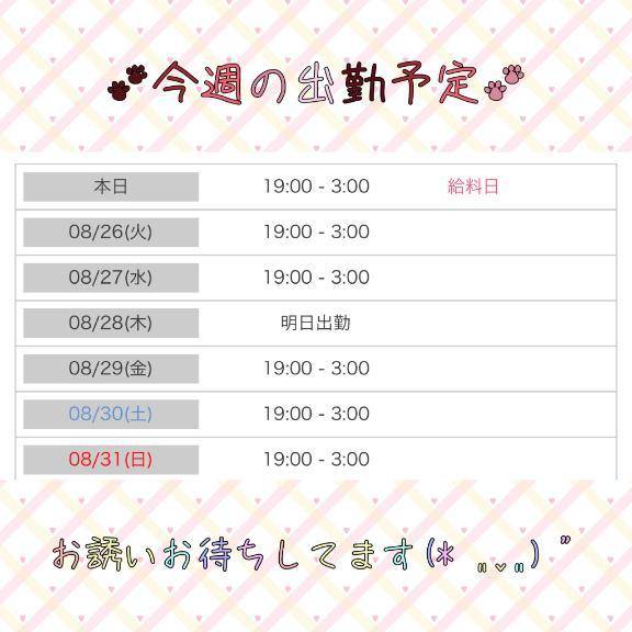 🐾今週の出勤予定🐾