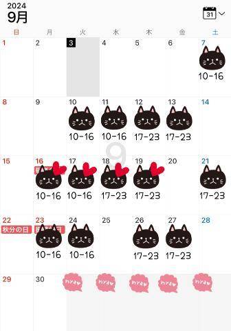 今後の出勤予定🗓