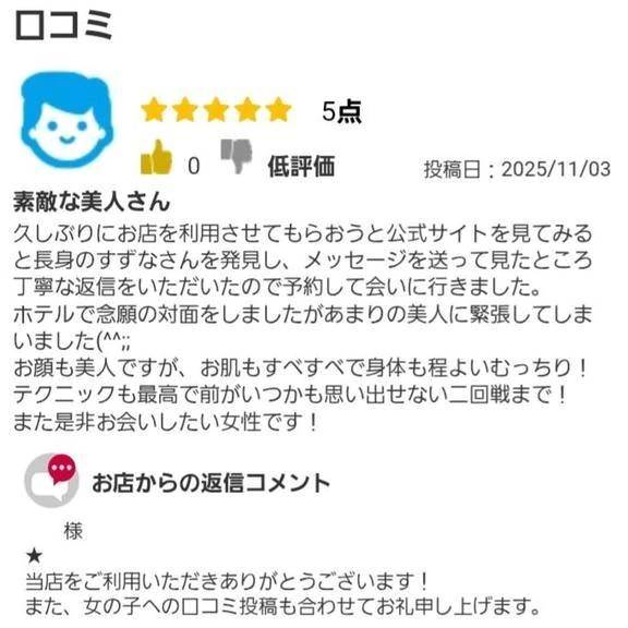 口コミありがとうございます！